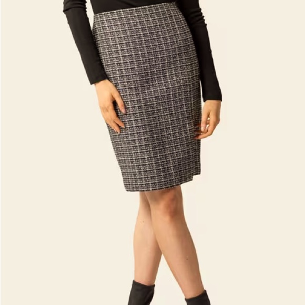 St John Boulce Red and White Pencil Skirt